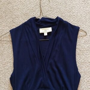 Anthropologie stretchy blue rouched dress size petite small